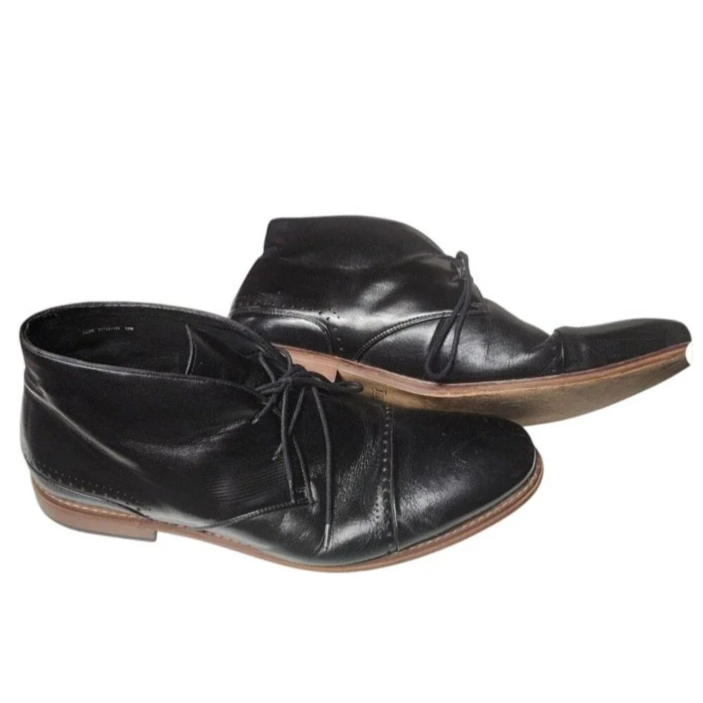 Stacy Adams Men's Ashby Cap-Toe Lace-Up Chukka Boots Size 15W Black Leather
